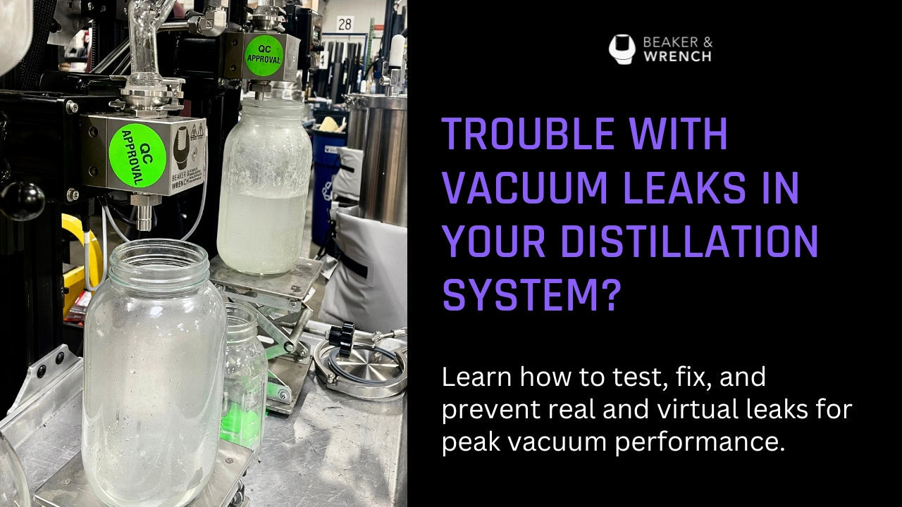 Trouble with vacuum leaks in your distillation system?  Learn how to test, fix, and prevent real and virtual leaks for peak vacuum performance.