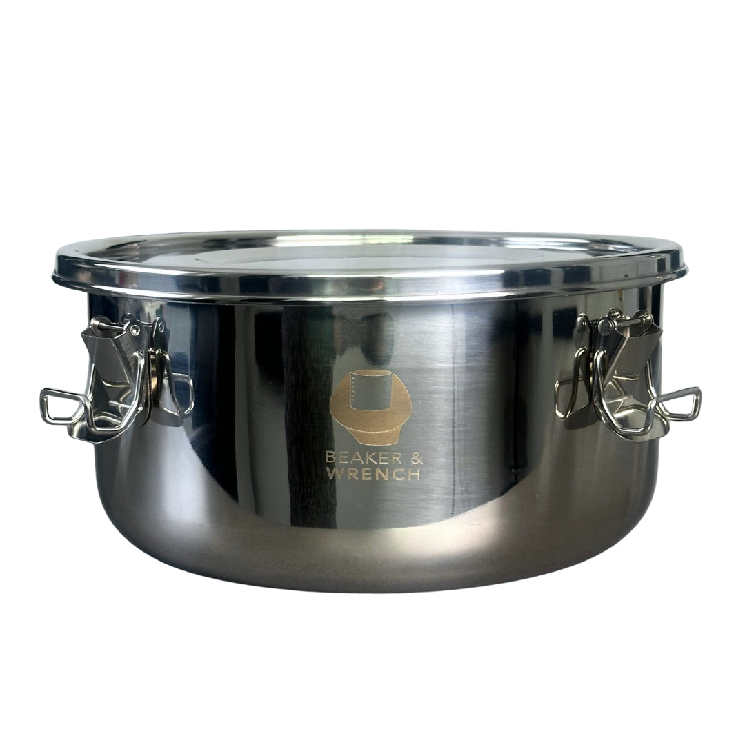Container Bucket With Clamps And Lid, 304 Stainless Steel
