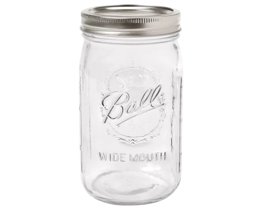 32oz Glass Mason Jar, Wide Mouth 86mm